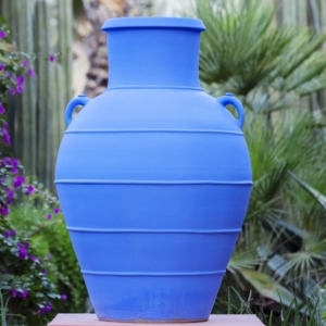 blue vase in the Majorelle garden in Marrakech