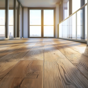 Sunlit Modern Room with Detailed Wooden Flooring